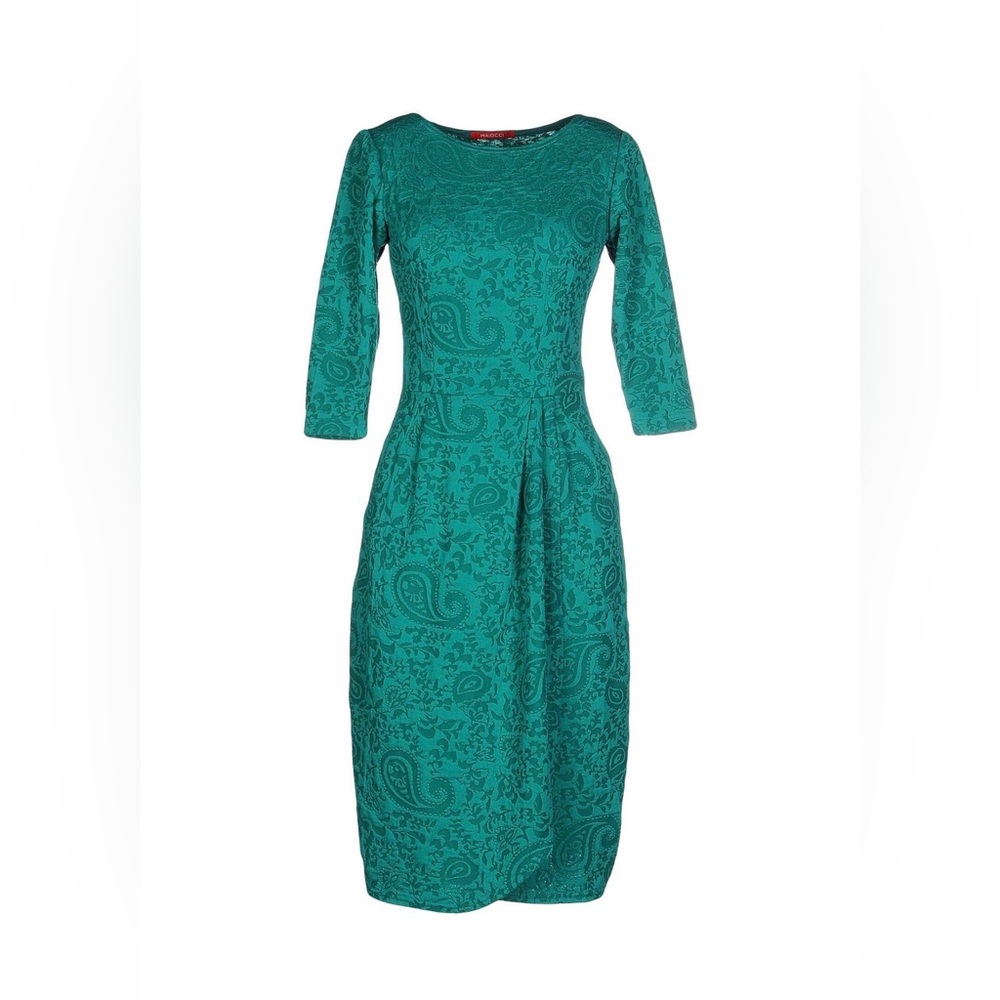 MAIOCCI Elegant Green Paisley Dress